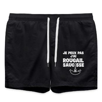 Rougail Saucisse Plat Réunionnais Île Réunion - Short de bain - noir - Devant - AI Model Male 185 light (185cm)
