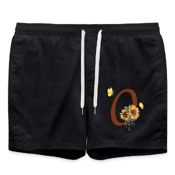 Lettre o tournesol papillon - Short de bain - noir - Devant - AI Model Male 185 light (185cm)