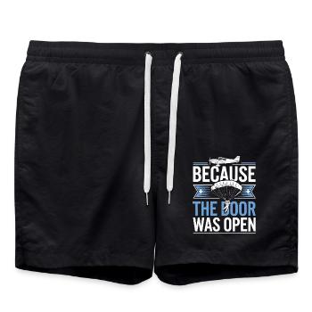 Because the door was open | Skydiving - Swim Trunks - black - Front - AI Model Male 185 light (185cm)