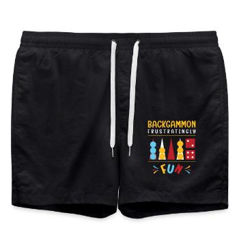 Backgammon Spiel - Badeshorts - Schwarz - Vorne - AI Model Male 185 light (185cm)