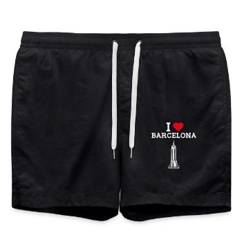Coeur Amour Drapeau J’aime Barcelone État Cool Espagne - Short de bain - noir - Devant - AI Model Male 185 light (185cm)