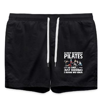 Pilates A day without Pilates is like no idea - Swim Trunks - black - Front - AI Model Male 185 light (185cm)