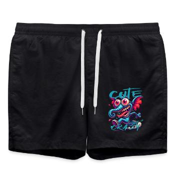 Cute but Crazy Elephant Comic Style - Swim Trunks - black - Front - AI Model Male 185 light (185cm)