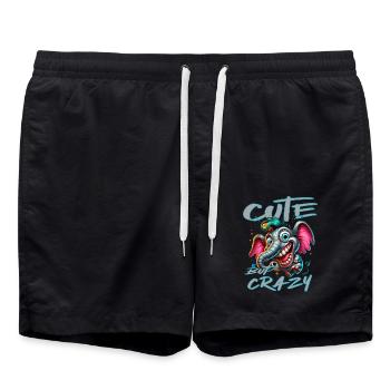 Style de bande dessinée éléphant mignon mais fou - Short de bain - noir - Devant - AI Model Male 185 light (185cm)