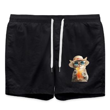 Katze - Badeshorts - Schwarz - Vorne - AI Model Male 185 light (185cm)