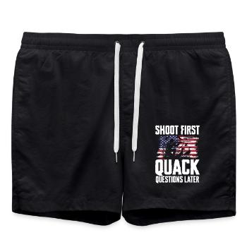 Duck hunters shoot heavier loads flag - Swim Trunks - black - Front - AI Model Male 185 light (185cm)