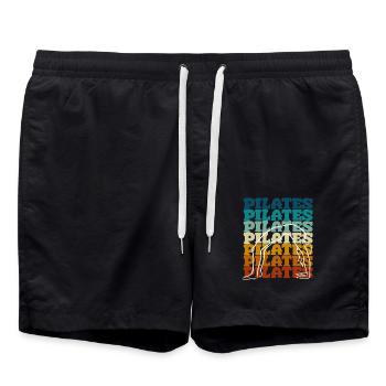 Pilates exercise motif for Pilates fans - Swim Trunks - black - Front - AI Model Male 185 light (185cm)