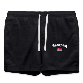 Belgrade Serbie Drapeau serbe Fier Serbe - Short de bain - noir - Devant - AI Model Male 185 light (185cm)
