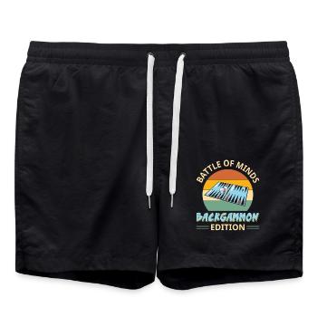Backgammon Spiel - Badeshorts - Schwarz - Vorne - AI Model Male 185 light (185cm)