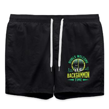 Backgammon Spiel - Badeshorts - Schwarz - Vorne - AI Model Male 185 light (185cm)