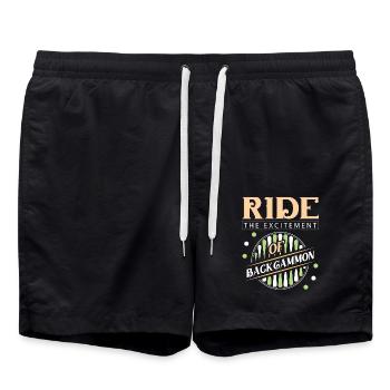 Backgammon Spiel - Badeshorts - Schwarz - Vorne - AI Model Male 185 light (185cm)
