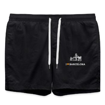 J’aime Barcelone Golden Gate Bridge Lover Drapeau Jeu de mots - Short de bain - noir - Devant - AI Model Male 185 light (185cm)