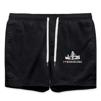 J’aime Barcelone Espagne Golden Gate Bridge Lover - Short de bain - noir - Devant - AI Model Male 185 light (185cm)