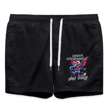 Lieber verrückt als einer von euch – Elefant - Badeshorts - Schwarz - Vorne - AI Model Male 185 light (185cm)