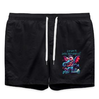 Lieber durchgeknallt als einer von euch – Elefant - Badeshorts - Schwarz - Vorne - AI Model Male 185 light (185cm)