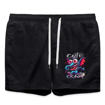 Cute but Crazy Elephant Comic Style - Swim Trunks - black - Front - AI Model Male 185 light (185cm)