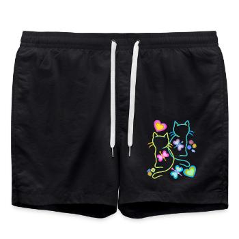 Été Chats Chat Enfants Enfant - Short de bain - noir - Devant - AI Model Male 185 light (185cm)
