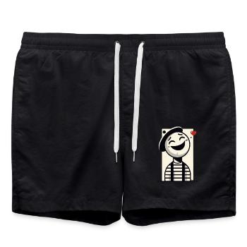 Franz, the pantomime in love - Swim Trunks - black - Front - AI Model Male 185 light (185cm)