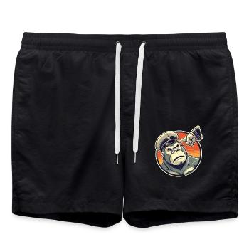 Strict monkey with cap gets finger - Swim Trunks - black - Front - AI Model Male 185 light (185cm)