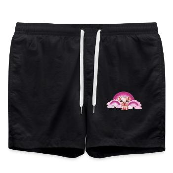 Regenbogen Ferkel Schwein himmlisch Wolken - Badeshorts - Schwarz - Vorne - AI Model Male 185 light (185cm)