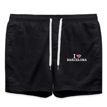 J’aime Barcelone Cool Wrong Flag Royaume-Uni Lover Heart - Short de bain - noir - Devant - AI Model Male 185 light (185cm)