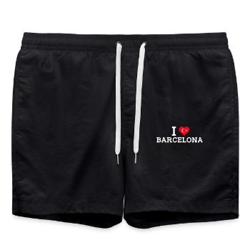 I love Barcelona Cool Wrong Flag Turkish Lover Wortspiel - Badeshorts - Schwarz - Vorne - AI Model Male 185 light (185cm)