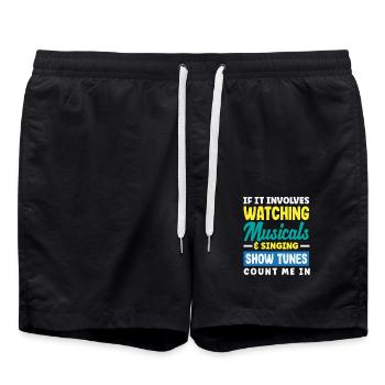 Musical Lover Show Tunes Quote - Swim Trunks - black - Front - AI Model Male 185 light (185cm)