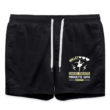 Ballerina Ballett mädchen - Badeshorts - Schwarz - Vorne - AI Model Male 185 light (185cm)