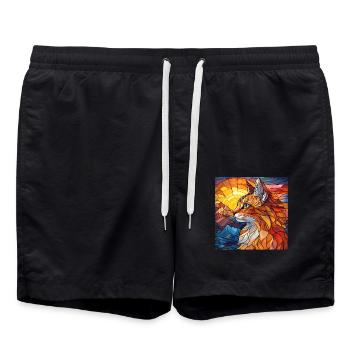 Katze - Badeshorts - Schwarz - Vorne - AI Model Male 185 light (185cm)