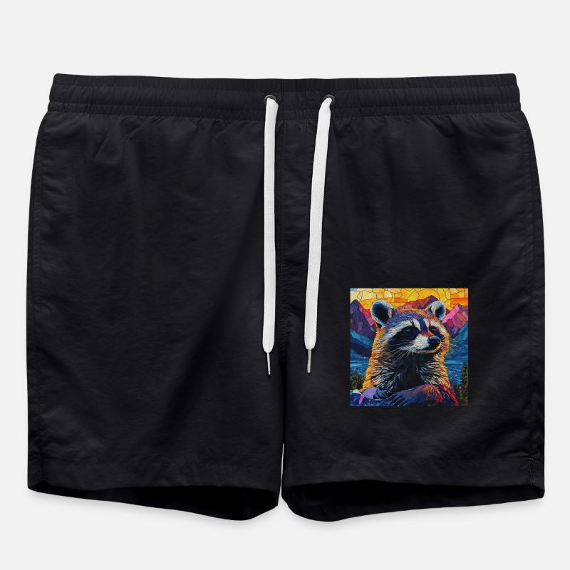 Waschbär - Badeshorts - Schwarz
