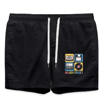 Never Forget 80er Jahre Mix Tape Diskette VHS - Badeshorts - Schwarz - Vorne - AI Model Male 185 light (185cm)