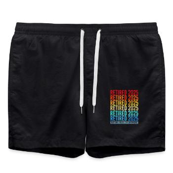 Pension 2025 Retirement 2025 Pensioner Pensioner Pensioner - Swim Trunks - black - Front - AI Model Male 185 light (185cm)