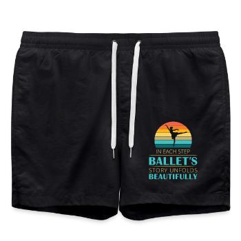 Ballerina Ballett mädchen - Badeshorts - Schwarz - Vorne - AI Model Male 185 light (185cm)
