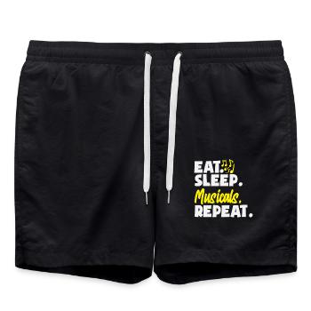 Amateur de musique : les comédies musicales Eat Sleep se répètent - Short de bain - noir - Devant - AI Model Male 185 light (185cm)