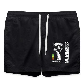 13 ans d’anniversaire adolescent autruche oiseau cadeau - Short de bain - noir - Devant - AI Model Male 185 light (185cm)