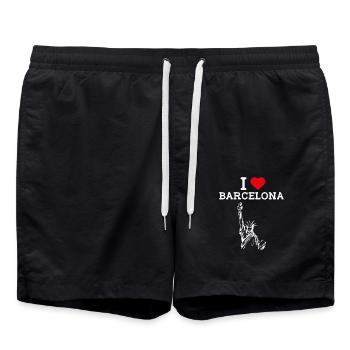 J’aime Barcelone Espagne Lover Statue De La Liberté - Short de bain - noir - Devant - AI Model Male 185 light (185cm)