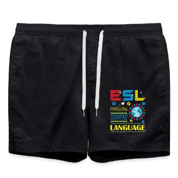 ESL-Lehrer ESL Unterricht - Badeshorts - Schwarz - Vorne - AI Model Male 185 light (185cm)