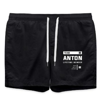 Membre à vie de l’équipe Anton Prénom amusant Anton - Short de bain - noir - Devant - AI Model Male 185 light (185cm)