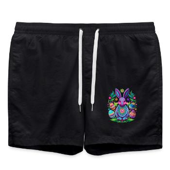 Happy Easter - Easter Bunny - Easter Egg - Gift - Swim Trunks - black - Front - AI Model Male 185 light (185cm)