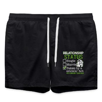4th Grade Teacher Relationship Status - Swim Trunks - black - Front - AI Model Male 185 light (185cm)