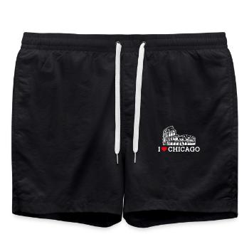 I love Chicago Illinois Colosseum Lover Heart Flagge - Badeshorts - Schwarz - Vorne - AI Model Male 185 light (185cm)