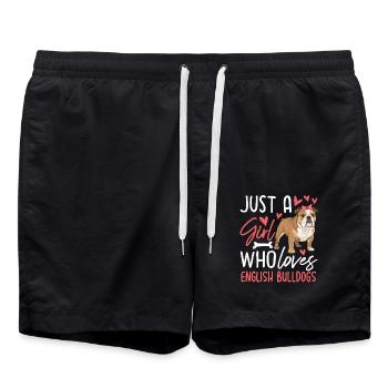 Juste une fille qui aime les bouledogues anglais - Short de bain - noir - Devant - AI Model Male 185 light (185cm)