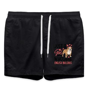 Juste une fille qui aime les bouledogues anglais - Short de bain - noir - Devant - AI Model Male 185 light (185cm)
