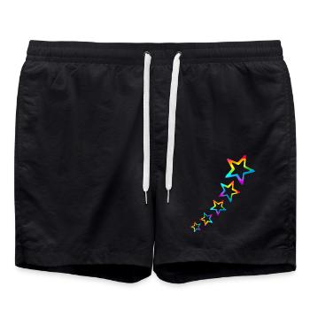 Étoile Étoiles Colorées Arc-en-ciel Dégradé - Short de bain - noir - Devant - AI Model Male 185 light (185cm)