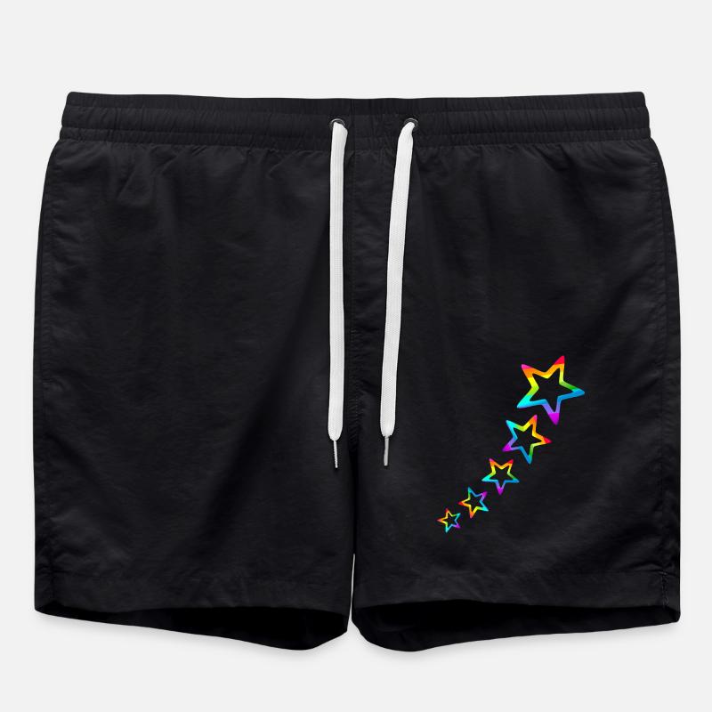 Star Colorful Stars Rainbow Gradient - Swim Trunks - black
