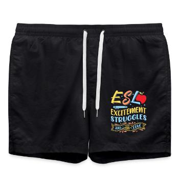 ESL-Lehrer ESL Unterricht - Badeshorts - Schwarz - Vorne - AI Model Male 185 light (185cm)