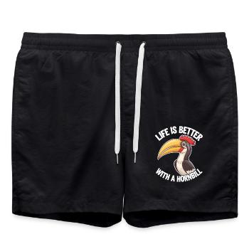 Nashornvogel - Badeshorts - Schwarz - Vorne - AI Model Male 185 light (185cm)