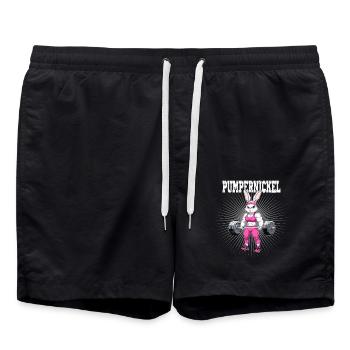 Pumpernickel Häschen Fitness Gym Krafttraining - Badeshorts - Schwarz - Vorne - AI Model Male 185 light (185cm)