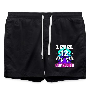 12 Birthday - Swim Trunks - black - Front - AI Model Male 185 light (185cm)