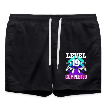 19 Birthday - Swim Trunks - black - Front - AI Model Male 185 light (185cm)